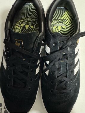 adidas Men’s Black PUIG Sneakers with White Stripes and Gold Logo